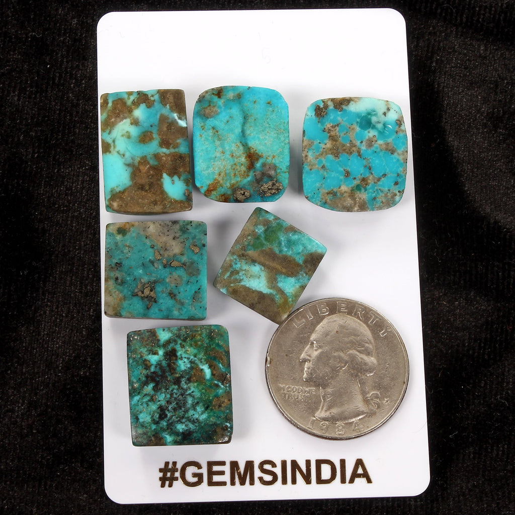 6 Pcs Natural Turquoise Top Quality 15mm-21mm Mix Cabochon Untreated Gemstones