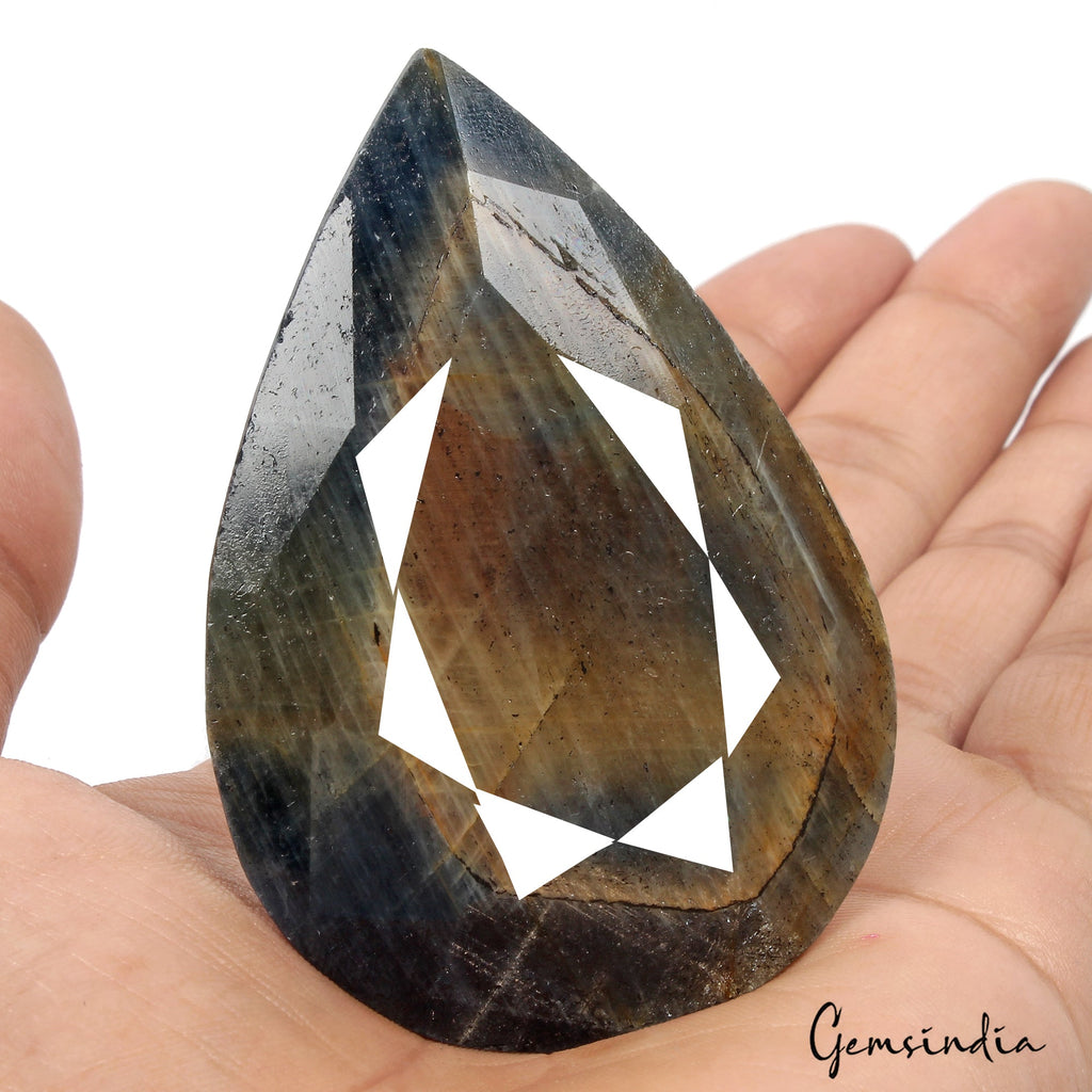 630 Ct Natural Blue Brown Untreated Sapphire Pear Faceted Earth Mined Loose Gems