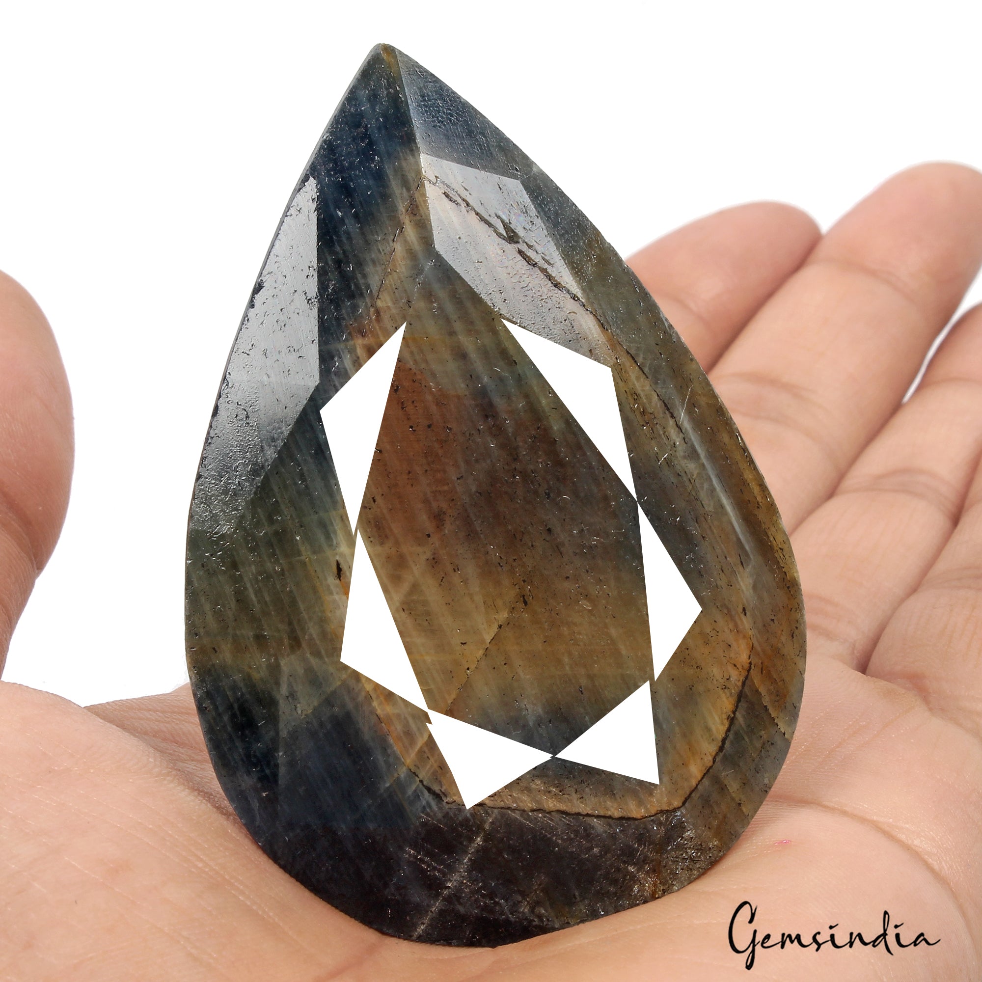 630 Ct Natural Blue Brown Untreated Sapphire Pear Faceted Earth Mined Loose Gems