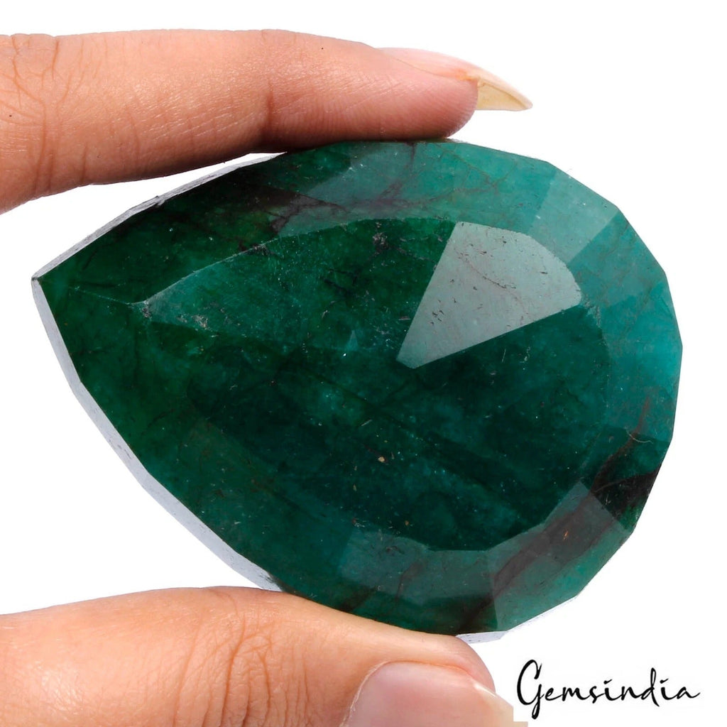 620 Cts Natural Brazilian Bottle Green Emerald Pear Faceted Cut Loose Hoge Gems