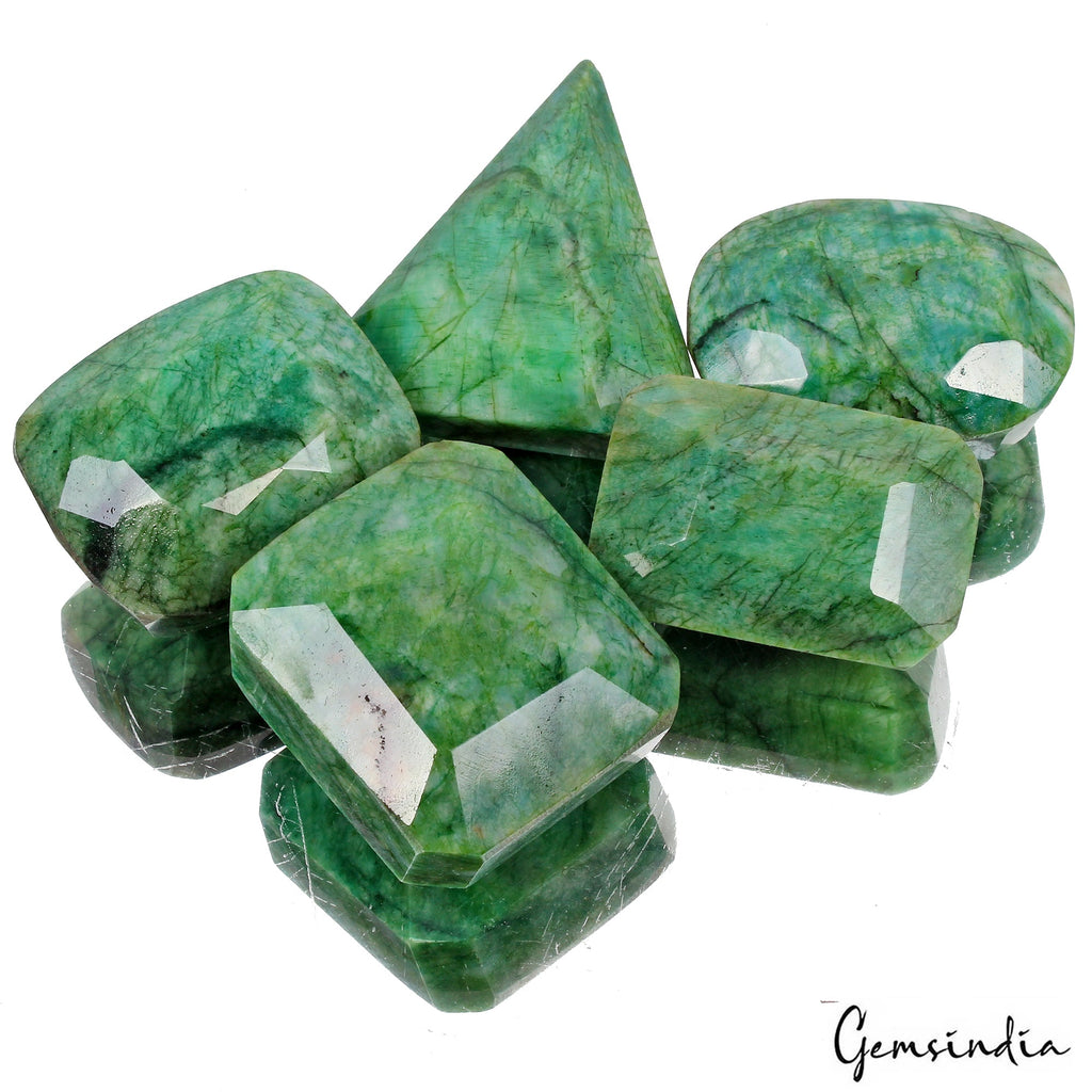 1900 Ct Natural Green Emerald Mix Cut Loose Earth mined 46-55mm Gemstones ~5 Pcs