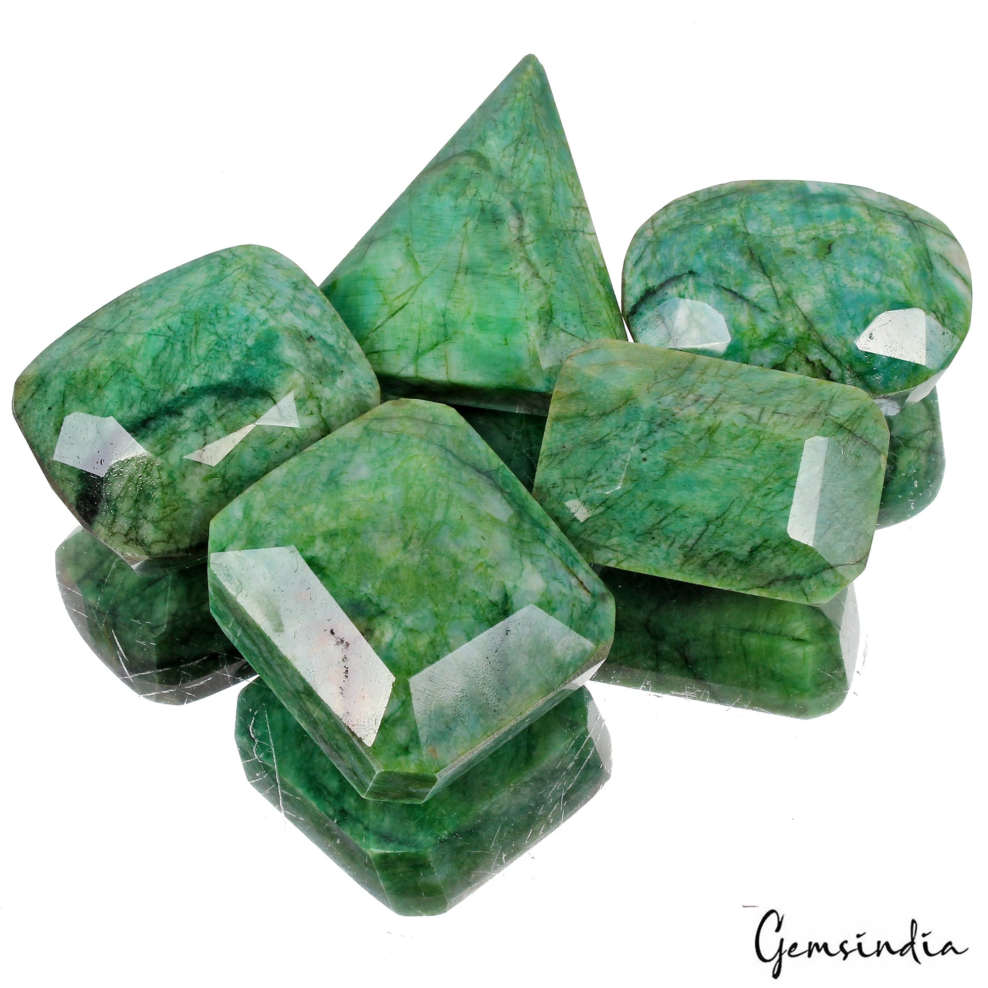 1900 Ct Natural Green Emerald Mix Cut Loose Earth mined 46-55mm Gemstones ~5 Pcs