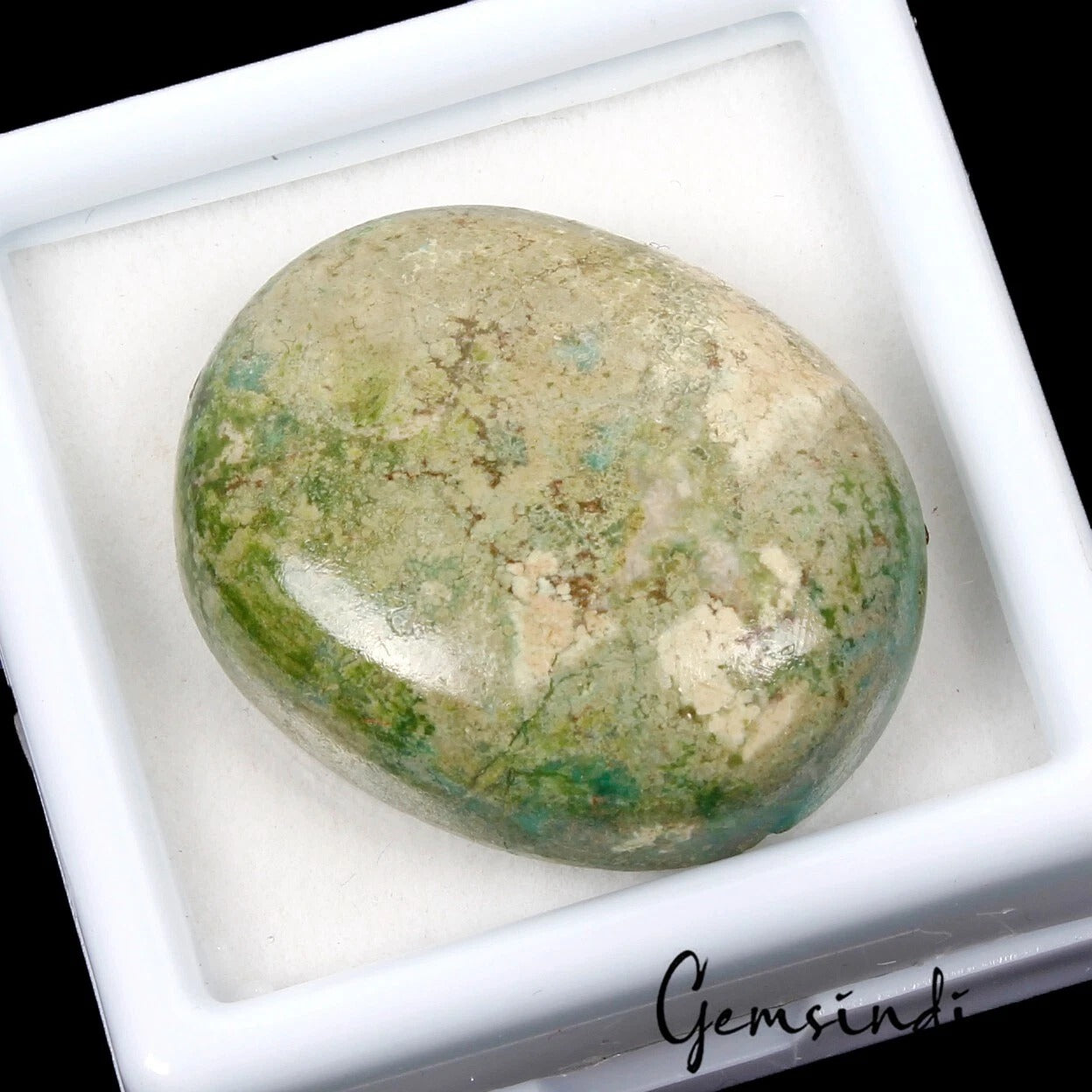 Turquoise Cabochon, Color Enhanced, Green — 30 x 24 x 8mm, 43.00 Ct