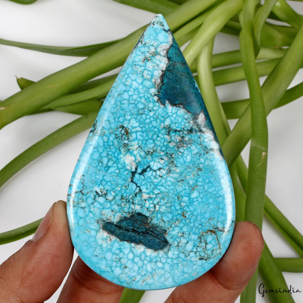 AAA 370CT Blue USA Arizona Turquoise Loose Pear Cabochon Huge Size Gemstone~94mm