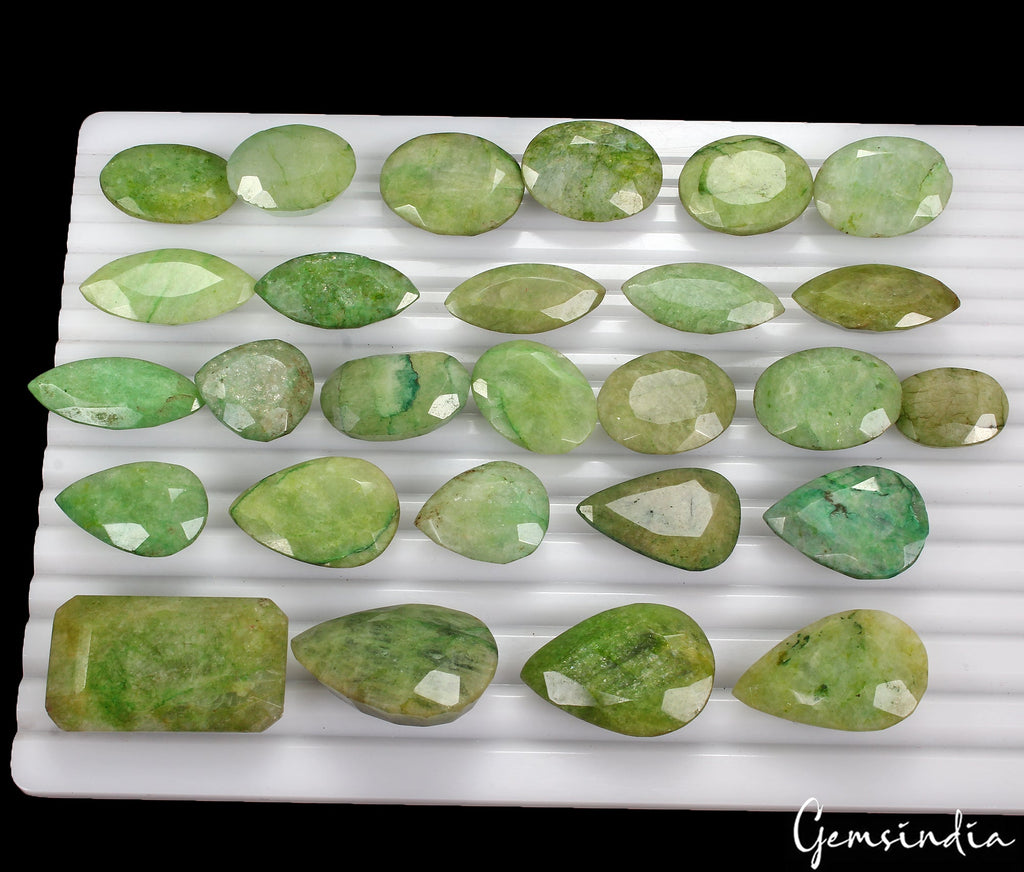 840 Cts/27 Pcs Natural Brazilian Green Emerald Mixed Faceted Cut Loose Gems Lot