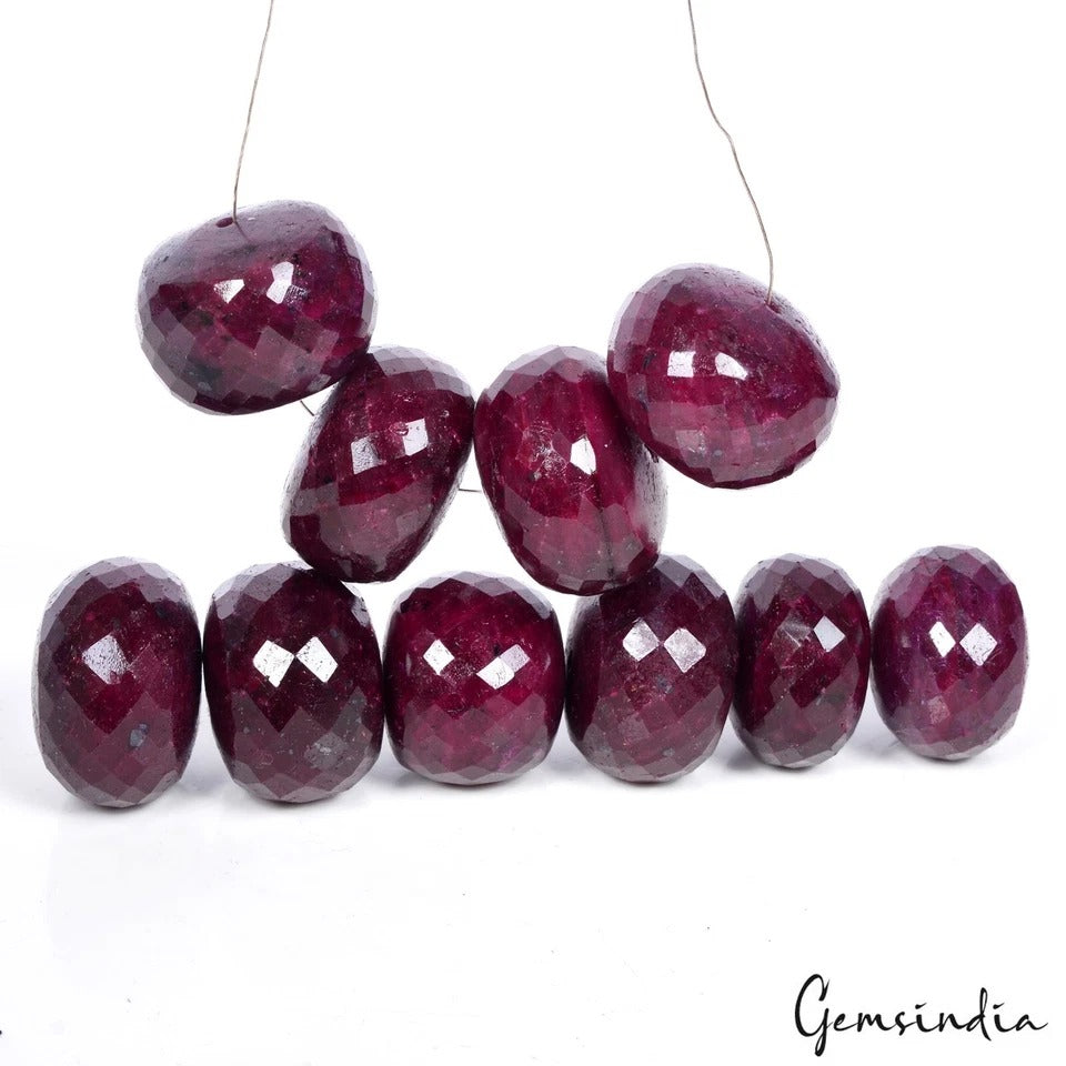 2140 Ct Natural Red Ruby Round Checker Cut Earth Mined Loose Drilled Beads Gems