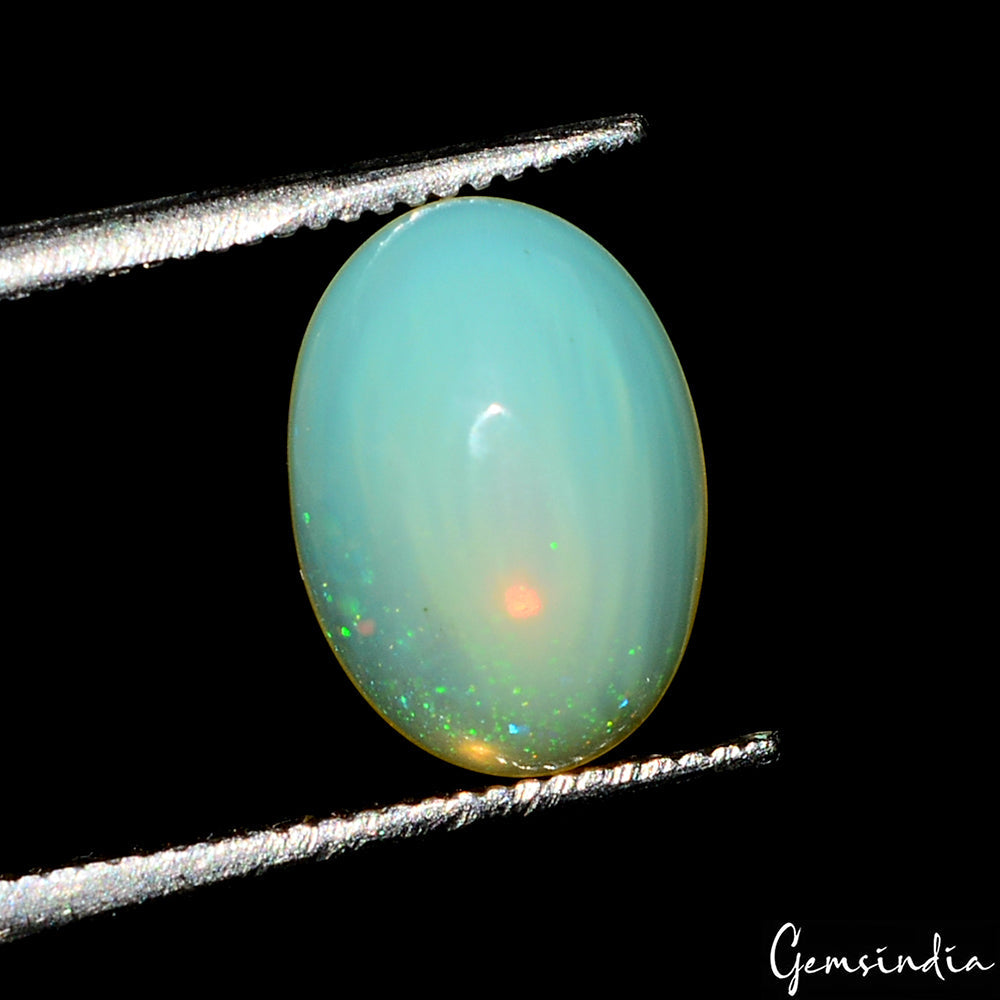 10x7mm Natural Multi Flashy Fire Ethiopian Opal Oval Cabochon 1.70 Ct Gemstone