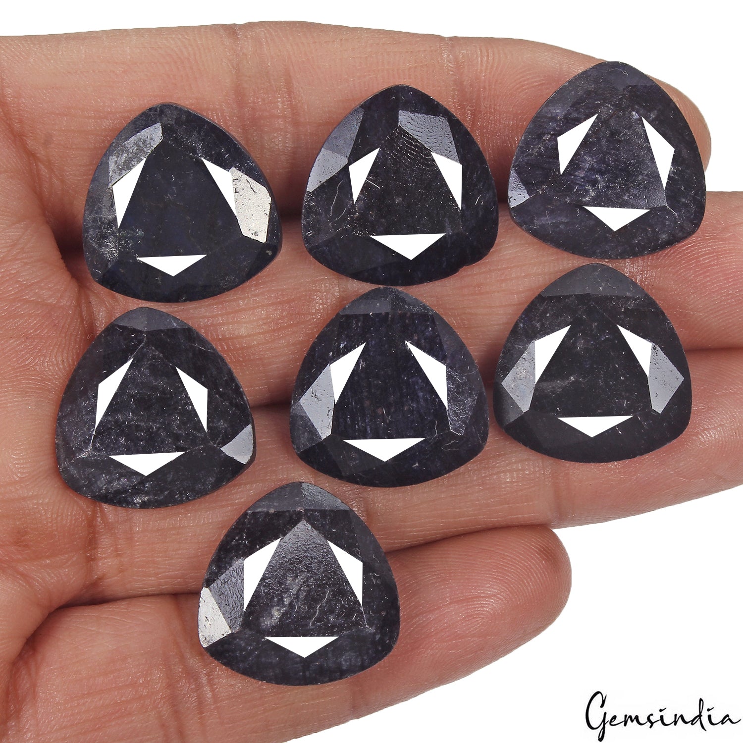171.70 Ct/7 Pcs Natural Blue Sapphire Trillion Cut Calibrated 20mm Gem For Jewel