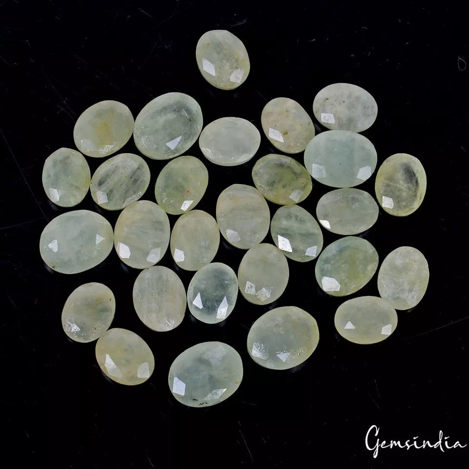 56 Ct/29 Pcs Natural Untreated Green Beryl Aquamarine Oval Loose Gem For Jewelry