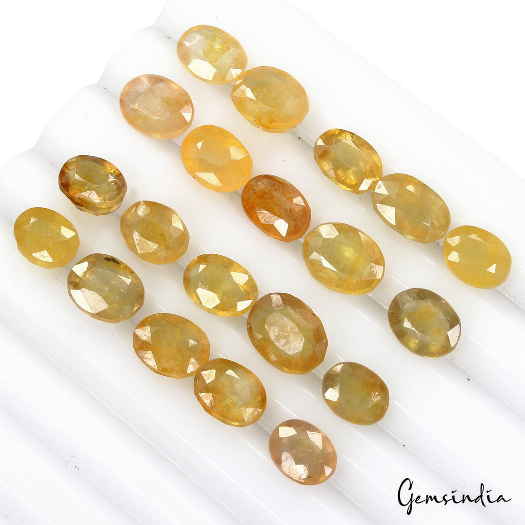 Certified 40.50 Cts/20 Pcs Natural Ceylon Yellow Sapphire Oval Gems for Jewelry