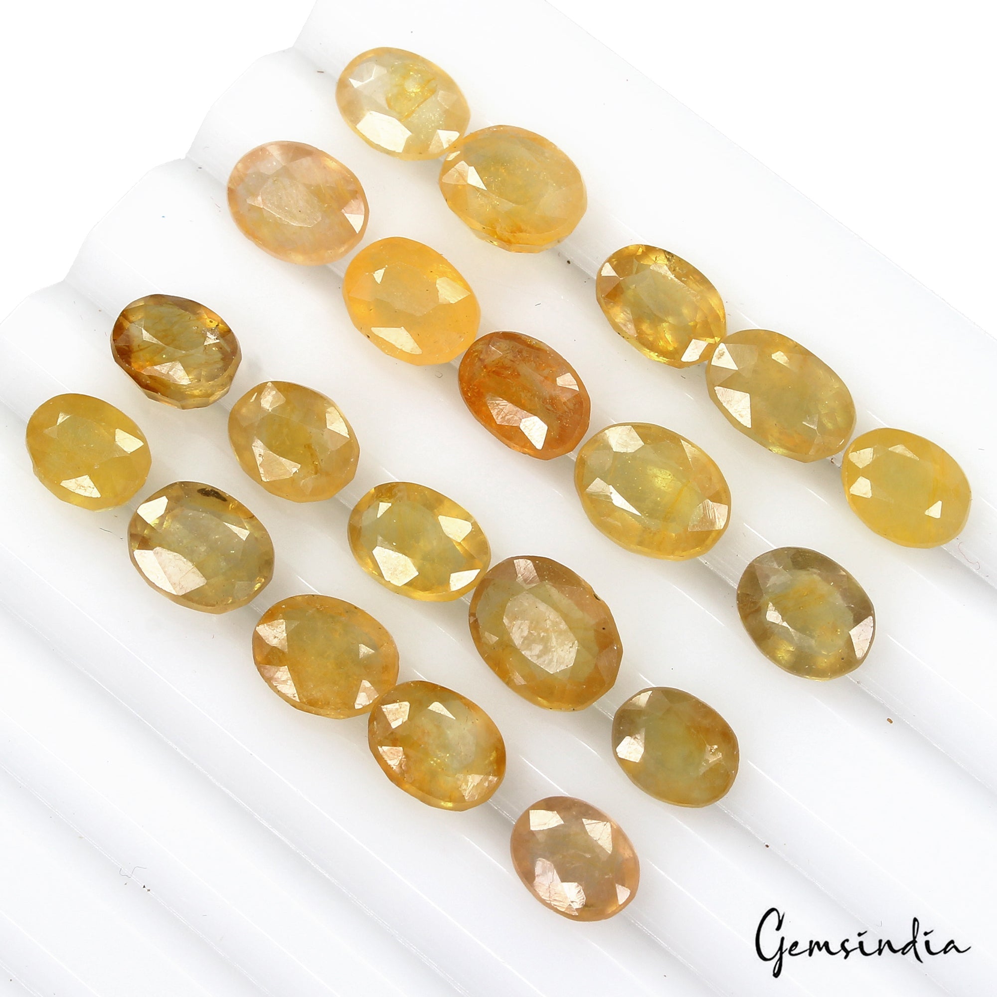 Certified 40.50 Cts/20 Pcs Natural Ceylon Yellow Sapphire Oval Gems for Jewelry
