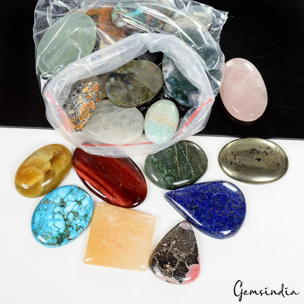 Labradorite Lot, Cabochon, Color Enhanced, Multi Color — 21 Pieces, 20mm to 30mm, 500 Ct