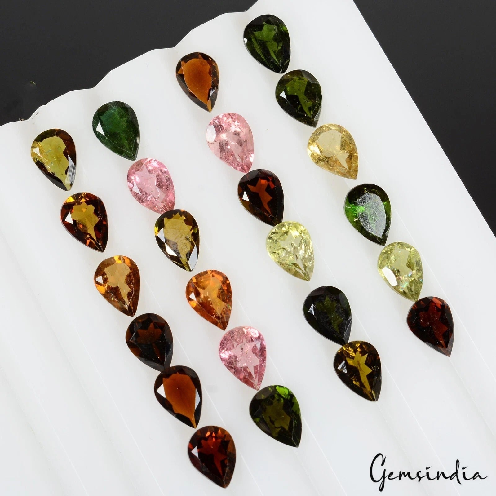7x5mm Pear Cut Natural Multi Tourmaline Loose Certified Unheated Gemstones~ 24 P
