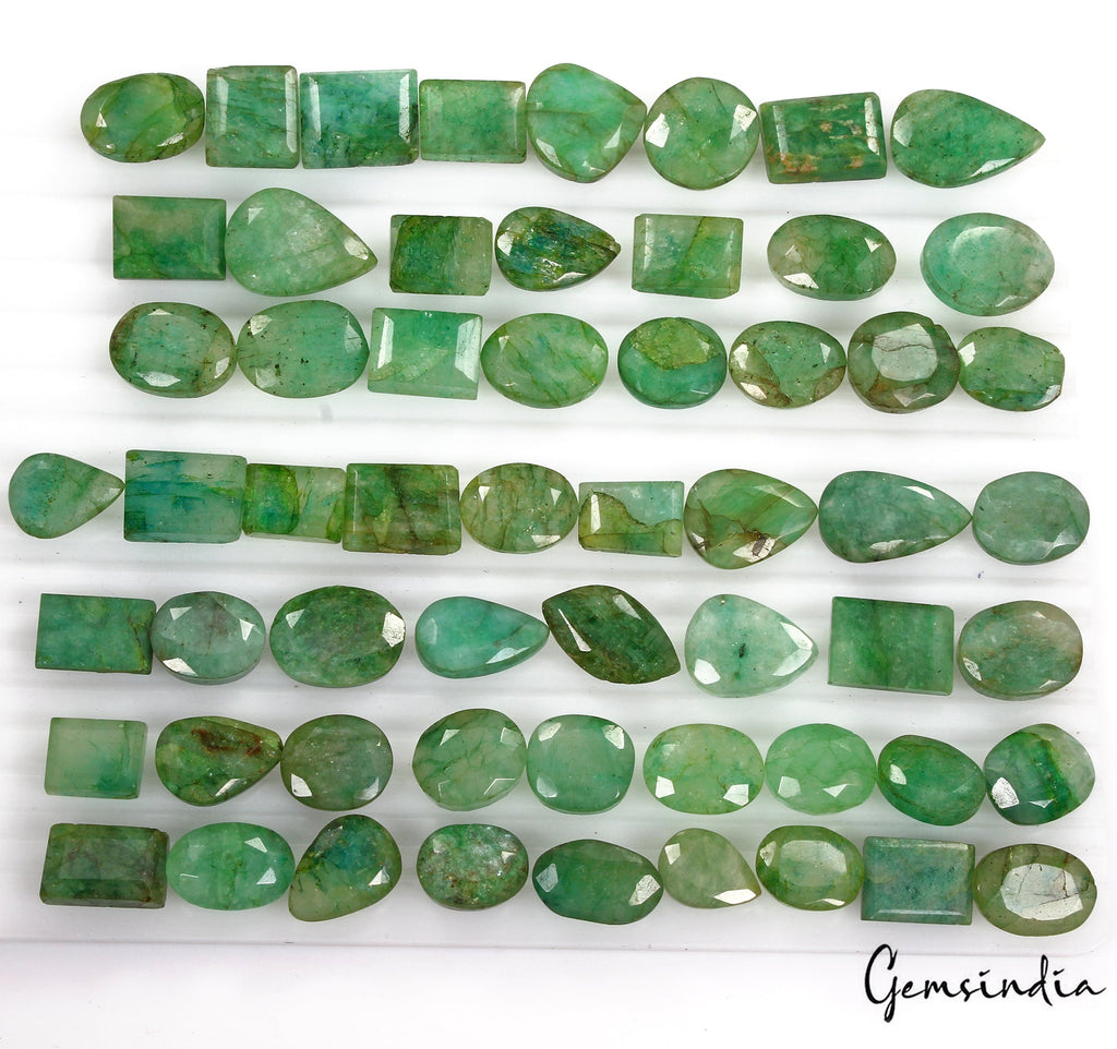 680 Cts/58 Pcs Natural Brazilian Green Emerald Mix Cut Loose 12mm-22mm Gems Lot