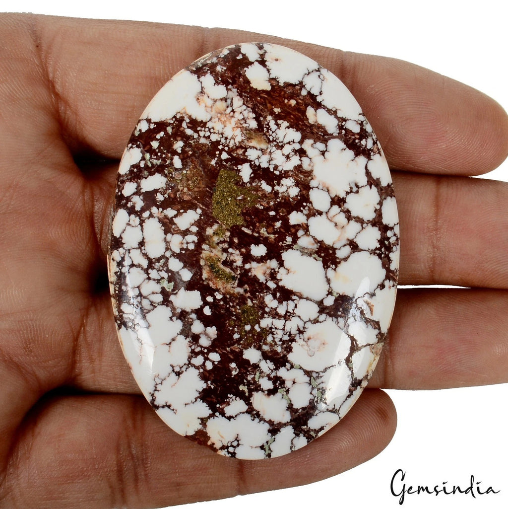 Turquoise Cabochon, Untreated, White — 61x43x6 mm, 164.80 Ct