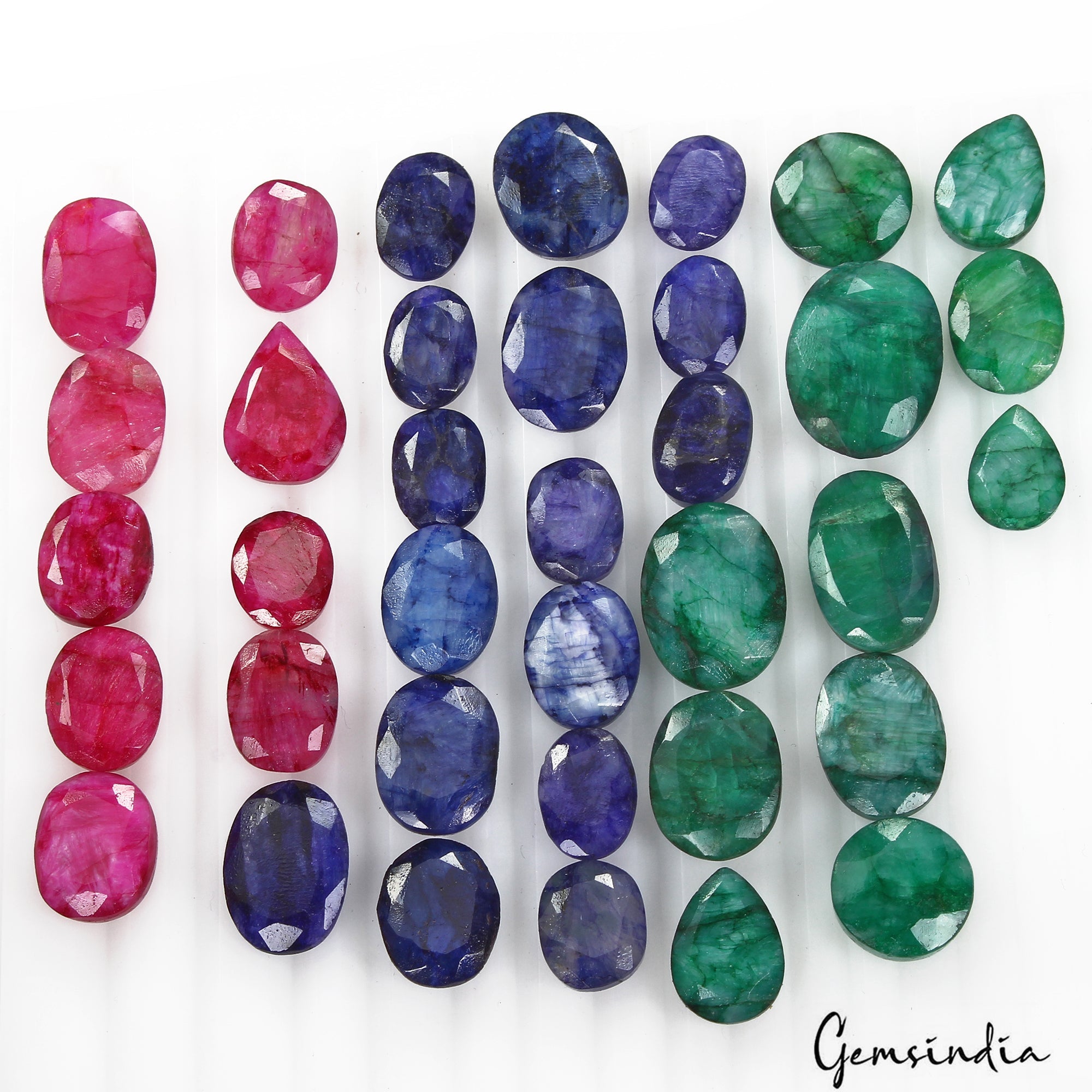 360 Cts/36 Pcs Natural Red Blue Beryl Green Emerald Mix Cut Loose Gems Lot