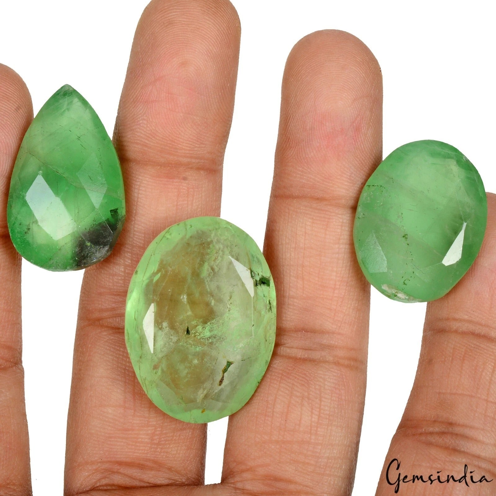 3 Pcs 100% Natural Green Fluorite Mix Cut Loose Jewelry Gemstones 170 Ct 24-30mm