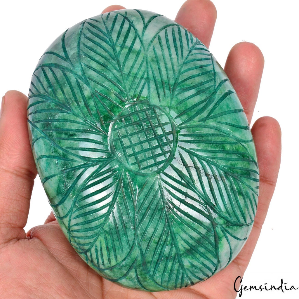 Emerald Carving, Color Enhanced — 111x83x40mm, 3200 Ct, Brazil