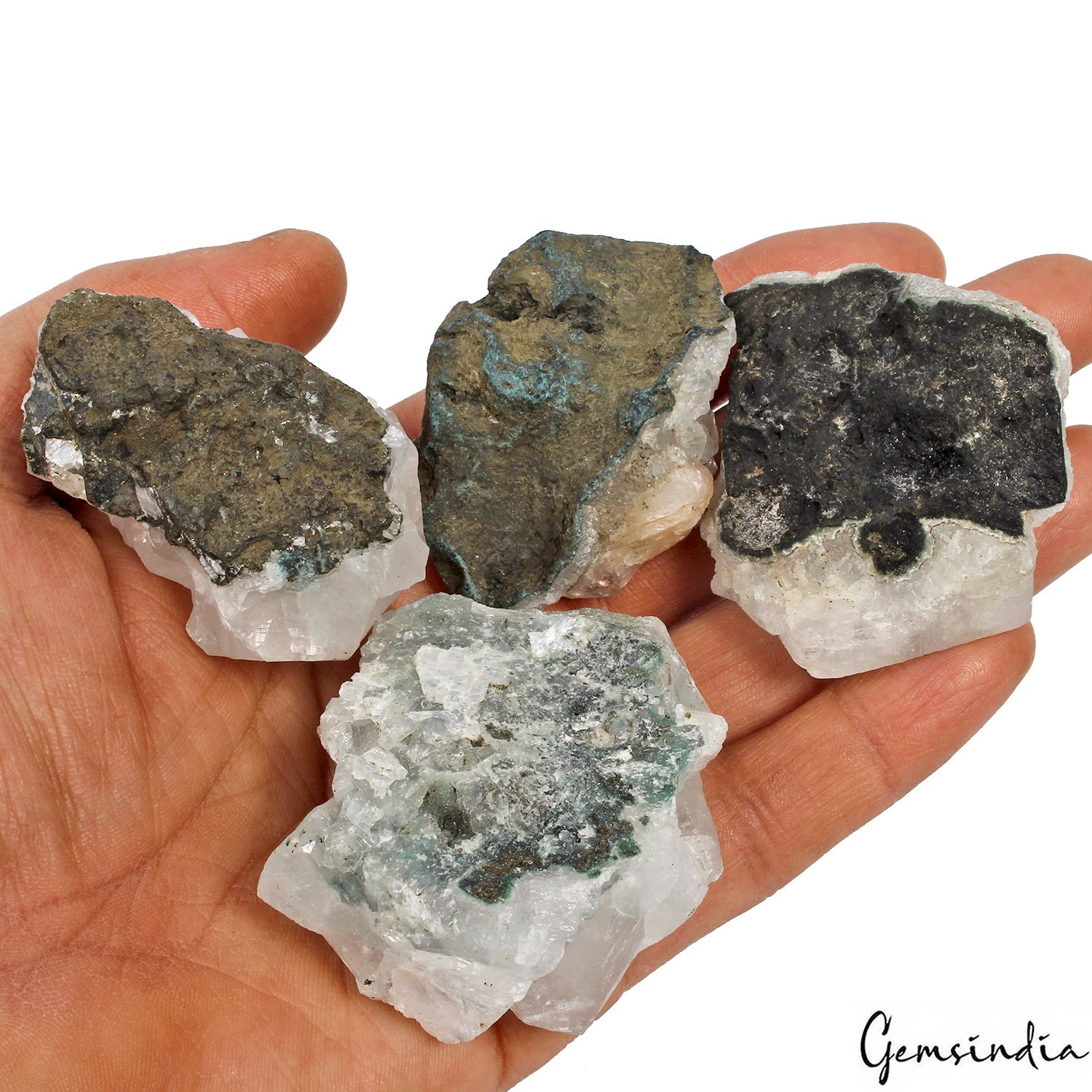 1130 Cts/4 Pcs Natural White Apophyllite Druzy Healing Crystal Mineral Raw Gems