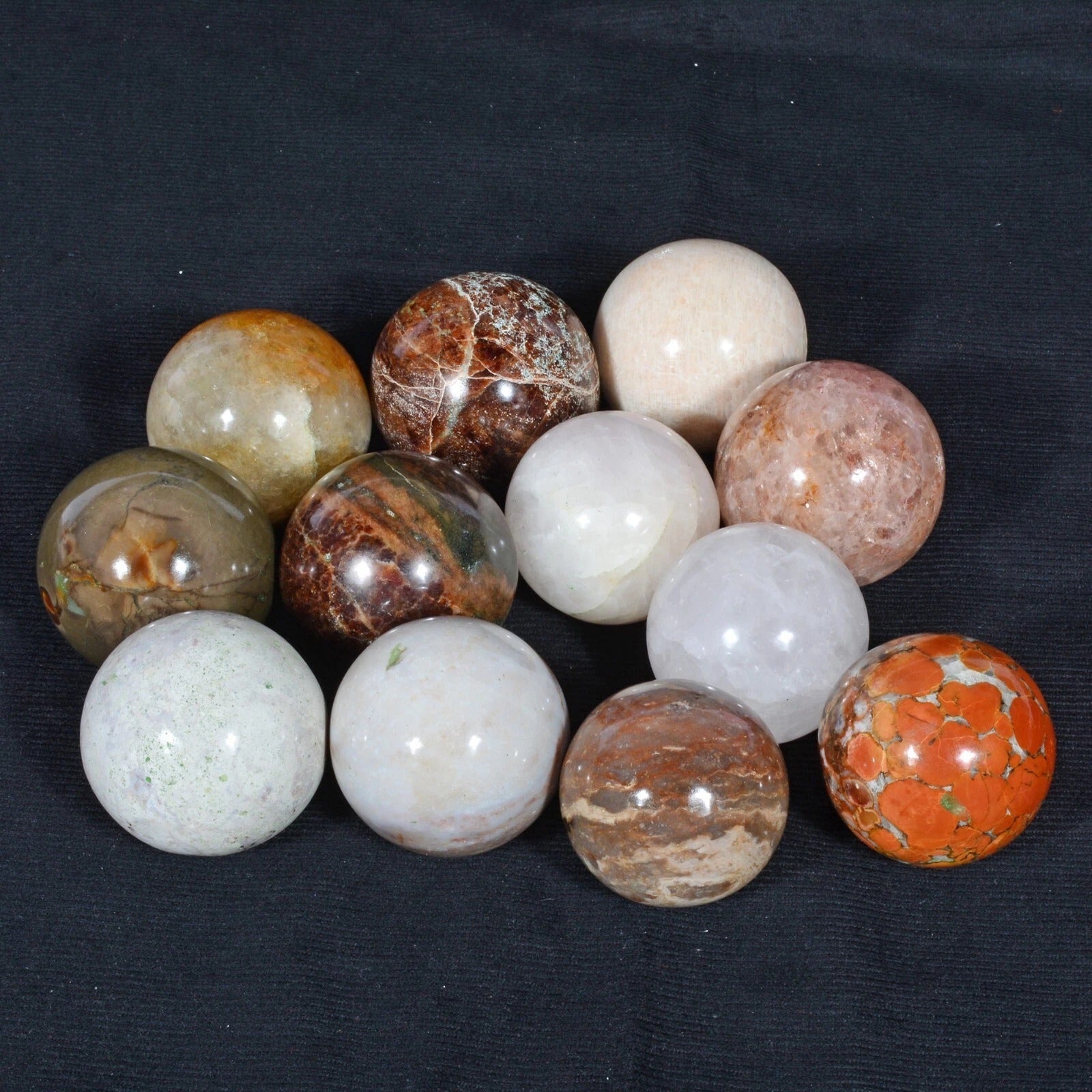 Wholesale Lot 12 Pcs Natural Multigems Ball Healing Crystal Spheres Collectible