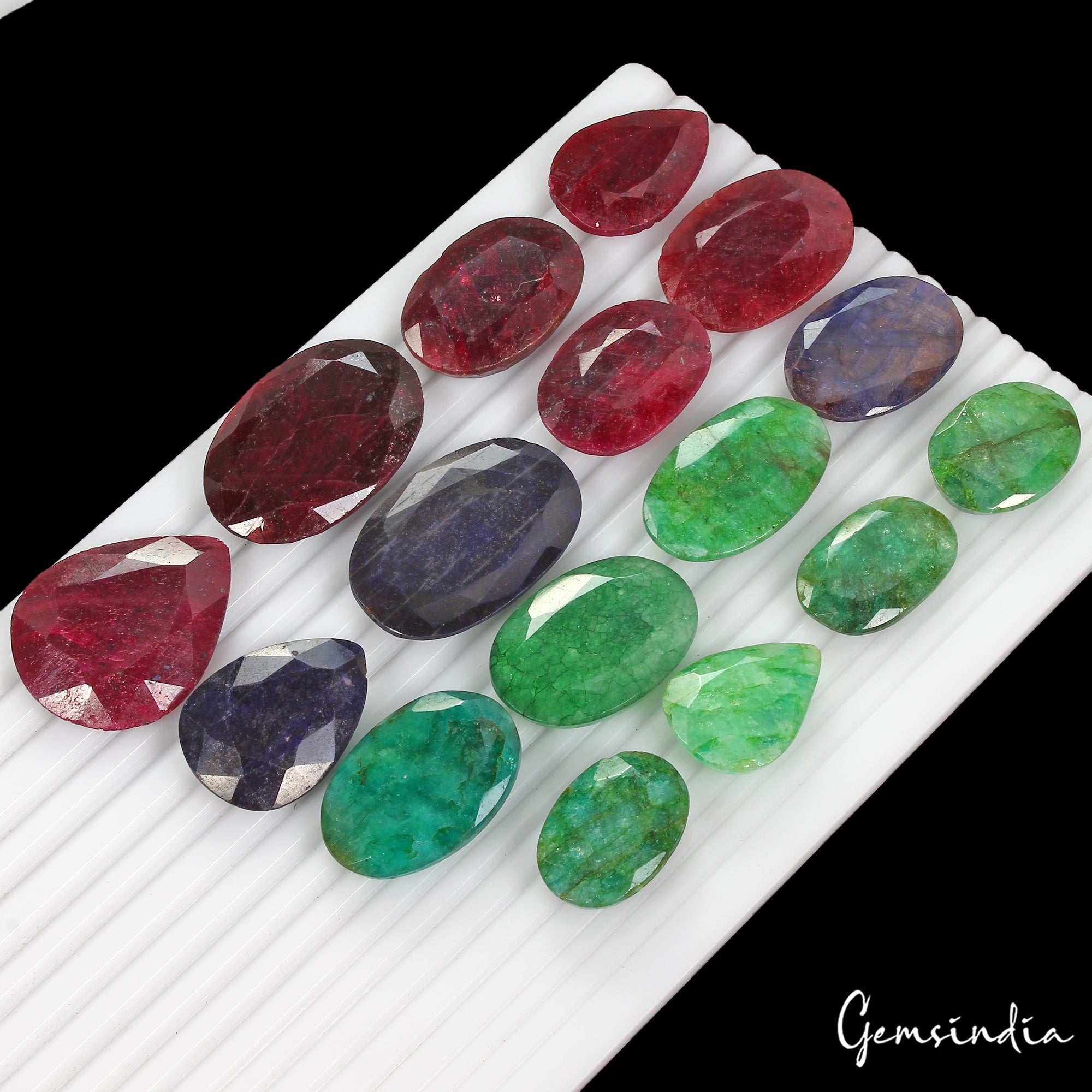 1020 Cts/16 Pcs Natural Multi Color Emerald Ruby Sapphire Mix Cut Loose Gems Lot