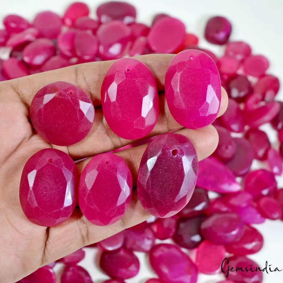Super Wholesale 3000 Ct/131Pcs Natural Dark Pink Onyx Mix Cut Drill Bead Gem Lot