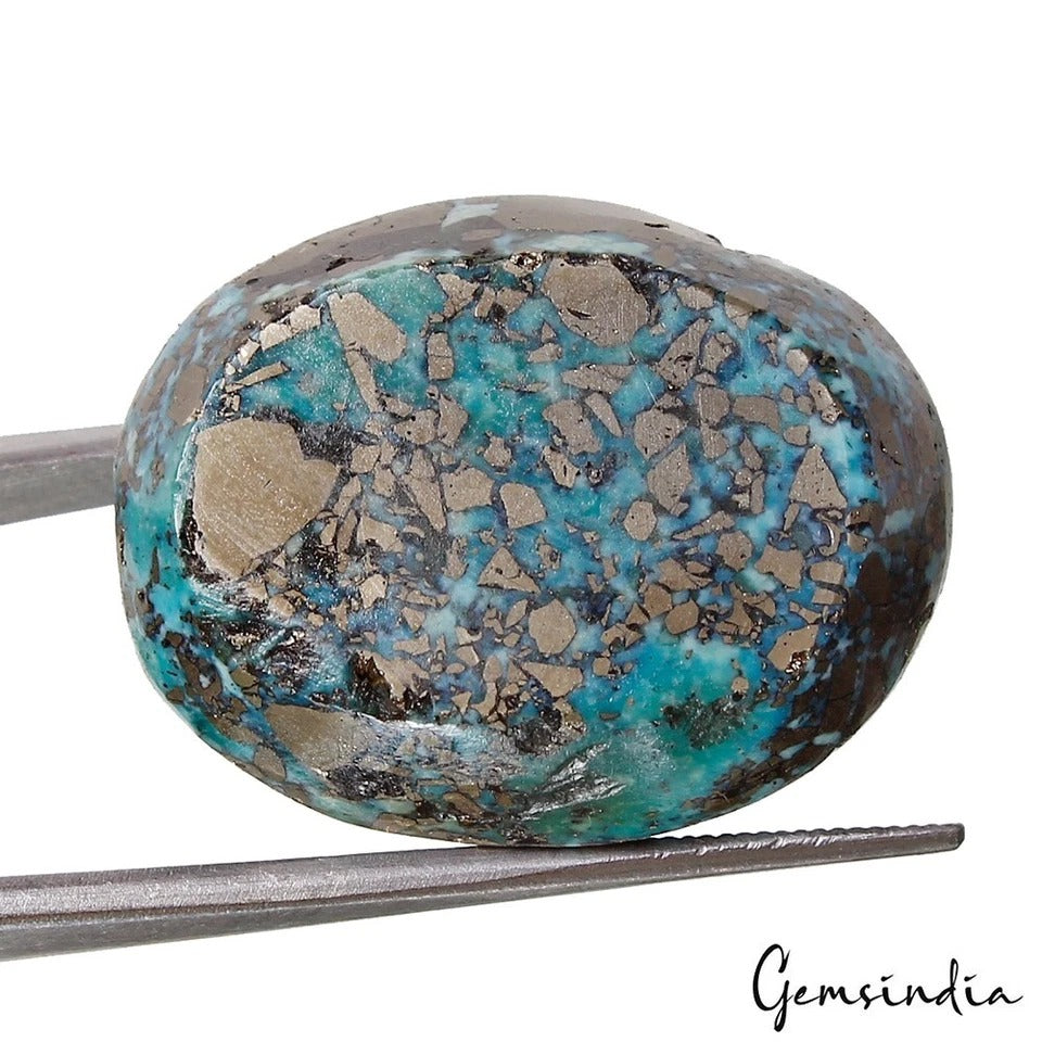 Persian Turquoise Neyshabur Oval Shape Cab Not Stabilized, %100 Natural~71.20 Ct
