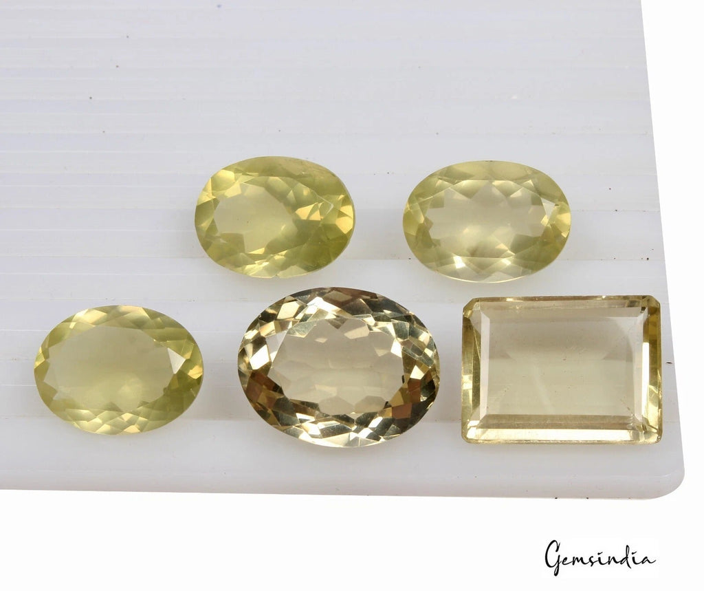 141.70Ct Natural Lemon Citrine Quartz Mix Cut 21-24mm Untreated Gemstones~ 5 Pcs