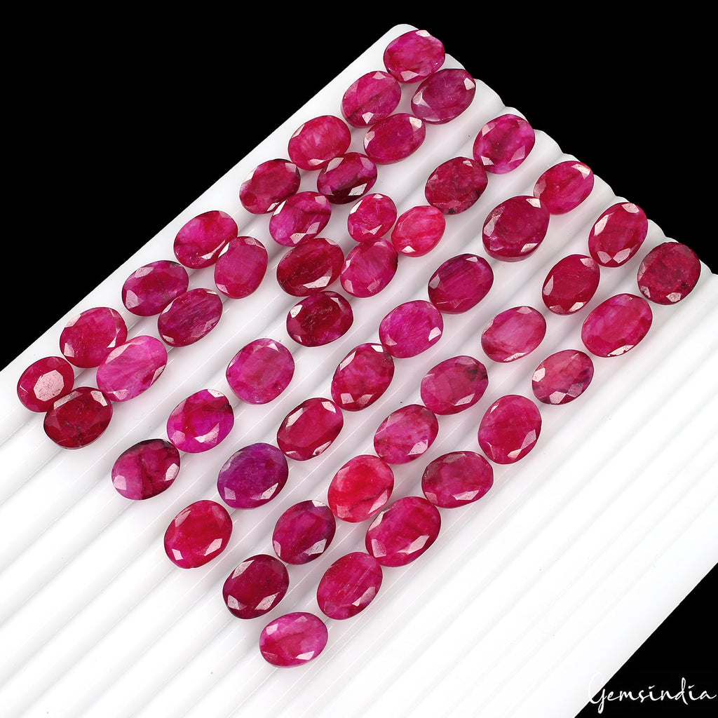 320 Ct Natural Red Pink Beryl Oval Faceted Loose Wholesale Gemstone Lot 50 Pcs