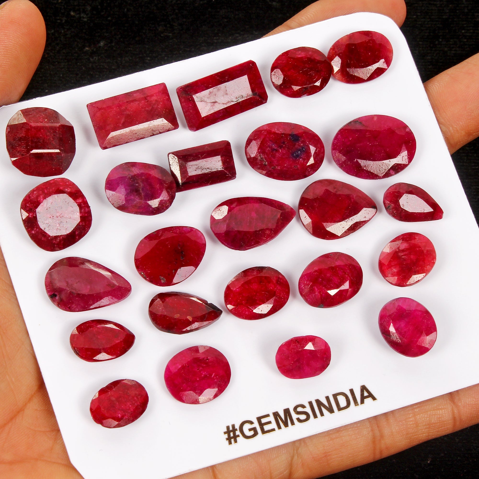 250 Cts/24 Pcs Natural Rich Red Ruby 12-20mm Mix Cut Loose Jewelry Gemstones Lot
