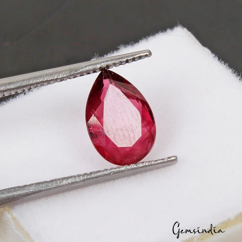 Certified Natural Pink Rubellite Tourmaline Pear Cut Loose AAA Gemstone~1.5 Ct