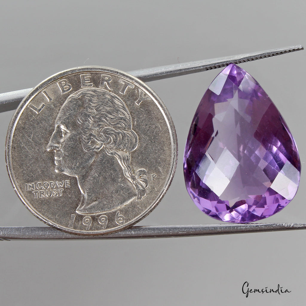 VVS 25.40Ct Natural Amethyst Certified Huge Pendant Size Pear Untreated Gemstone