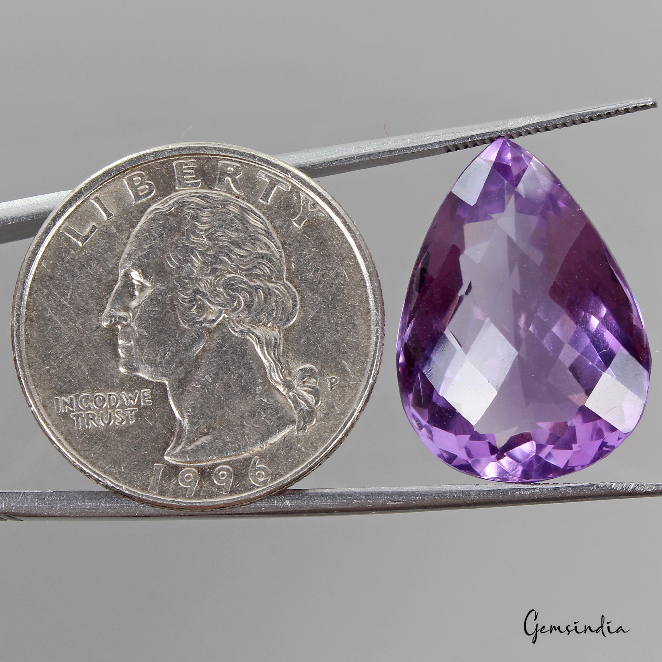 VVS 25.40Ct Natural Amethyst Certified Huge Pendant Size Pear Untreated Gemstone