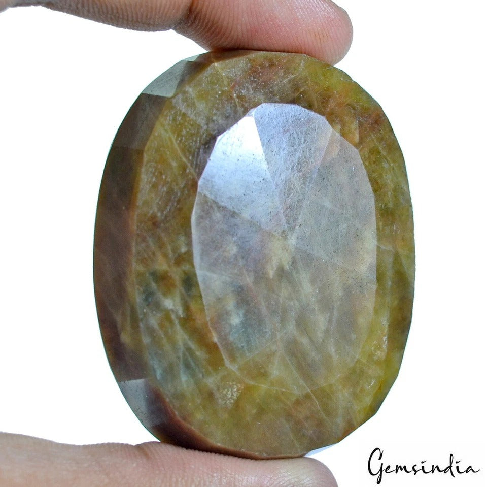 Certified 500 Ct Natural Untreated Bi Color Sapphire Oval Faceted Loose Huge Gem