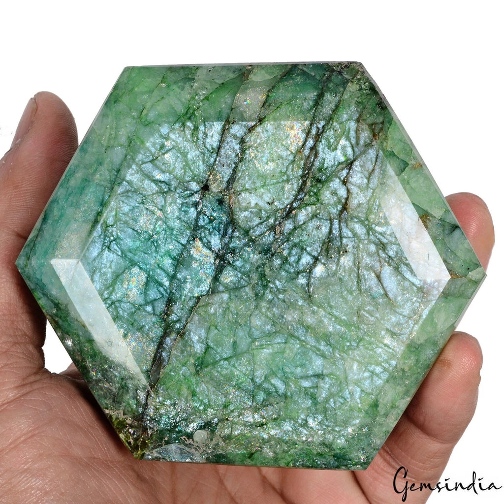 Brazilian Emerald Loose Gemstone, Color Enhanced, Green — 3.5x3.2x3.8 Inch, 4400 Ct (0.88 Kg), Brazil