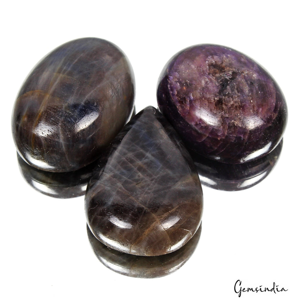 470 Ct Natural Untreated Blue Brown Sapphire Mix Cabochon Loose Gemstone Lot 3Pc
