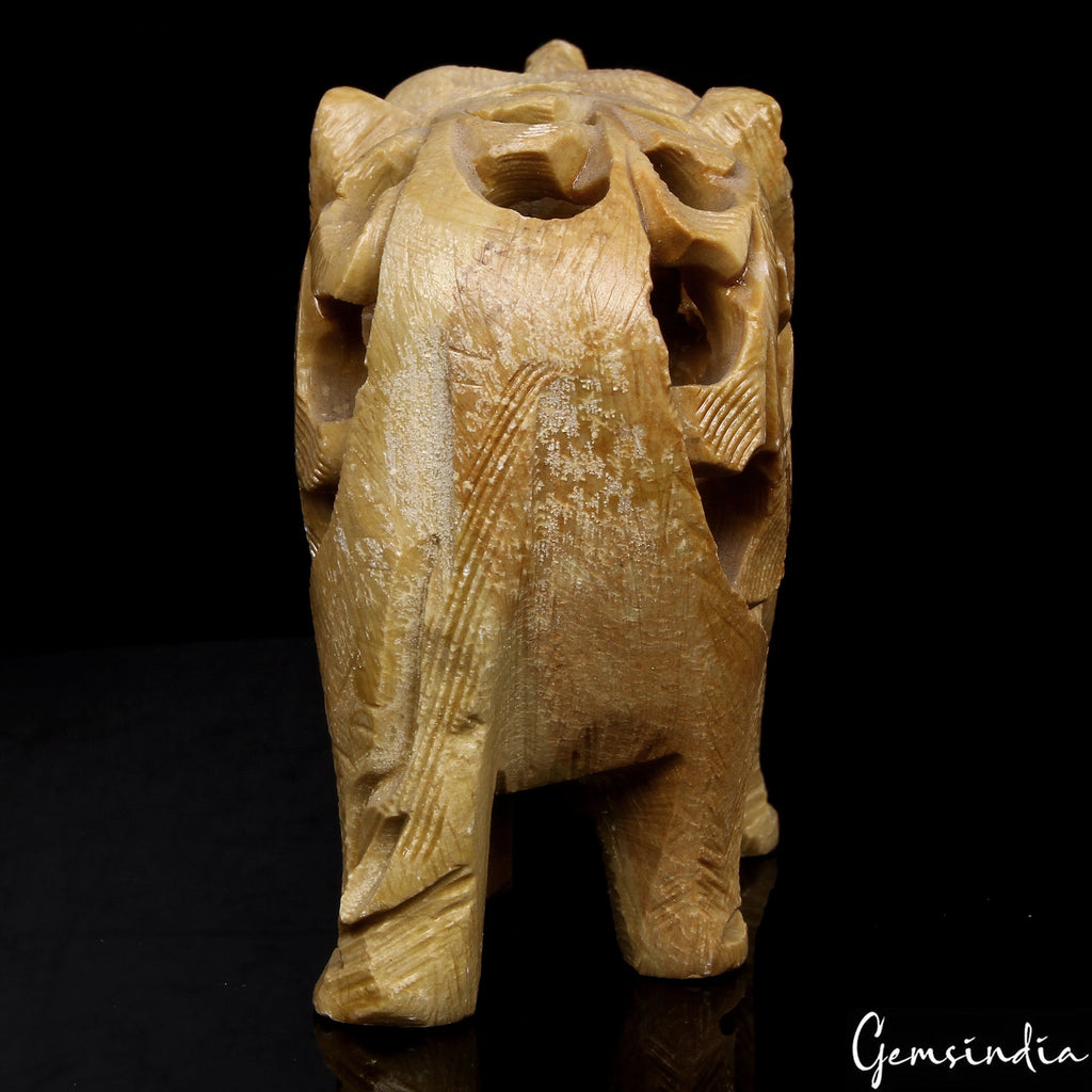 700 Ct Soapstone Trunk Up Elephant Statue Animal~Baby inside Sculpture/Home Deco