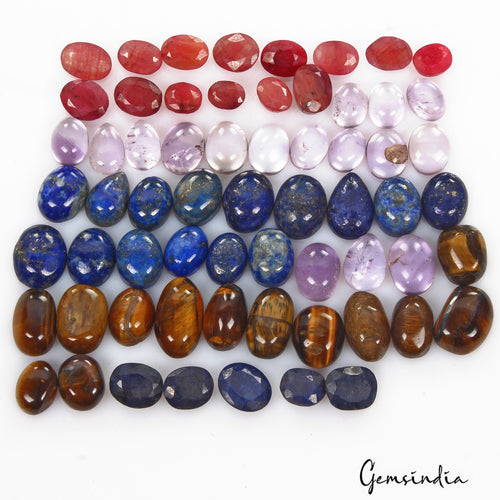 Amethyst Lot, Loose Gemstone, Multi-Color — 63 Pieces, 7mm to 14mm, 155.00 Ct
