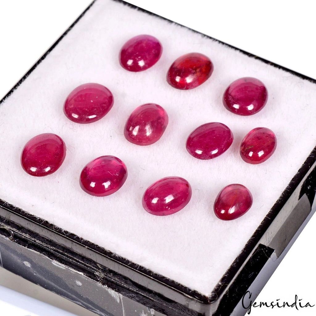 10.40 Ct CERTIFIED Natural Heated Mozambique Ruby Oval Cab Loose Gemstone 5-7mm
