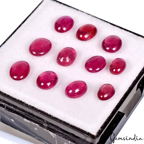 10.40 Ct CERTIFIED Natural Heated Mozambique Ruby Oval Cab Loose Gemstone 5-7mm