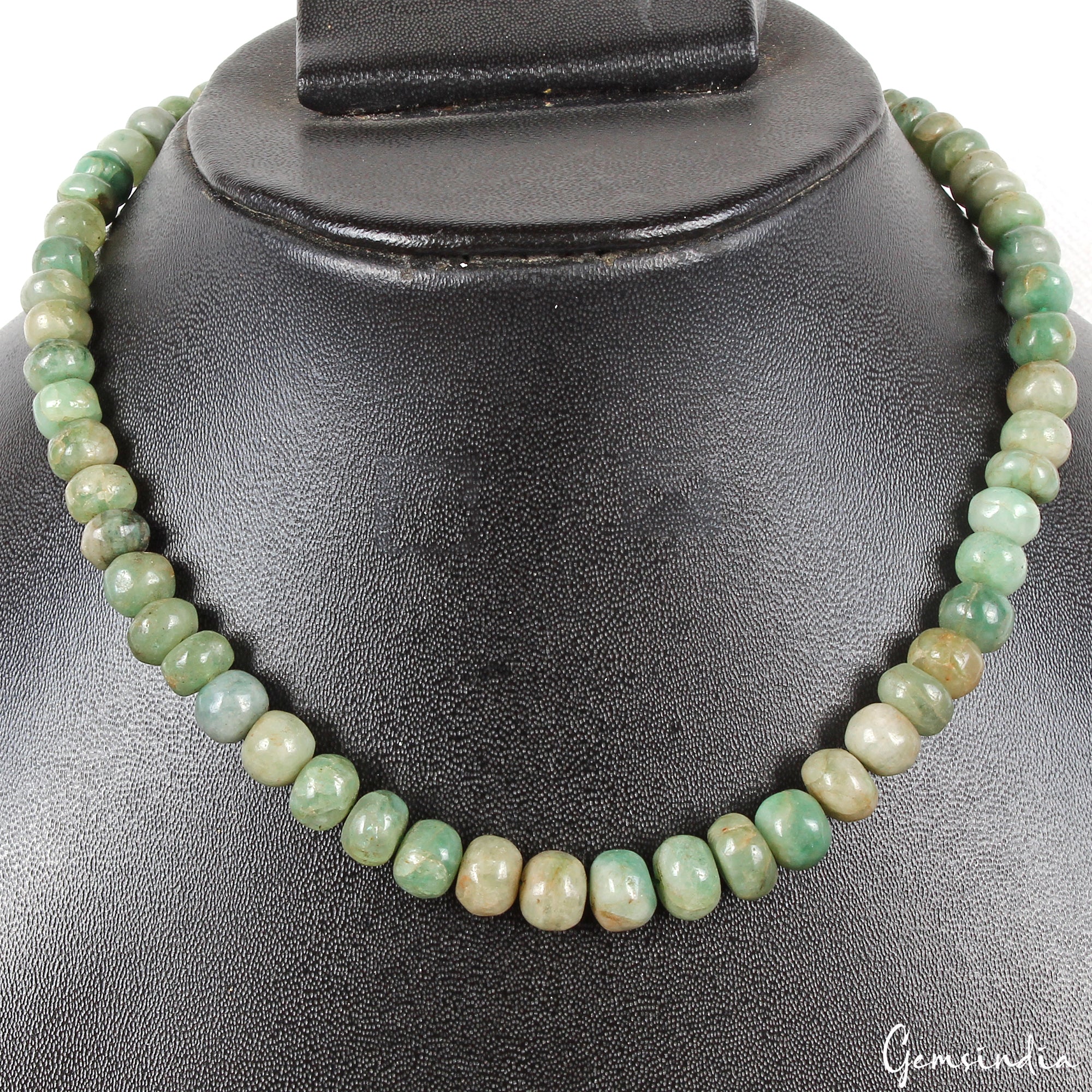 164 Ct Natural Green Emerald Round Cabochon Loose Beads Strand 14" For Jewelry