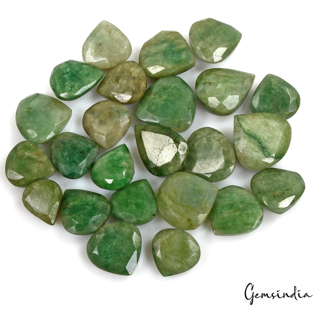 340 Cts/24 Pcs Natural Brazilian Green Emerald Pear Faceted Cut Gems For Jewelry