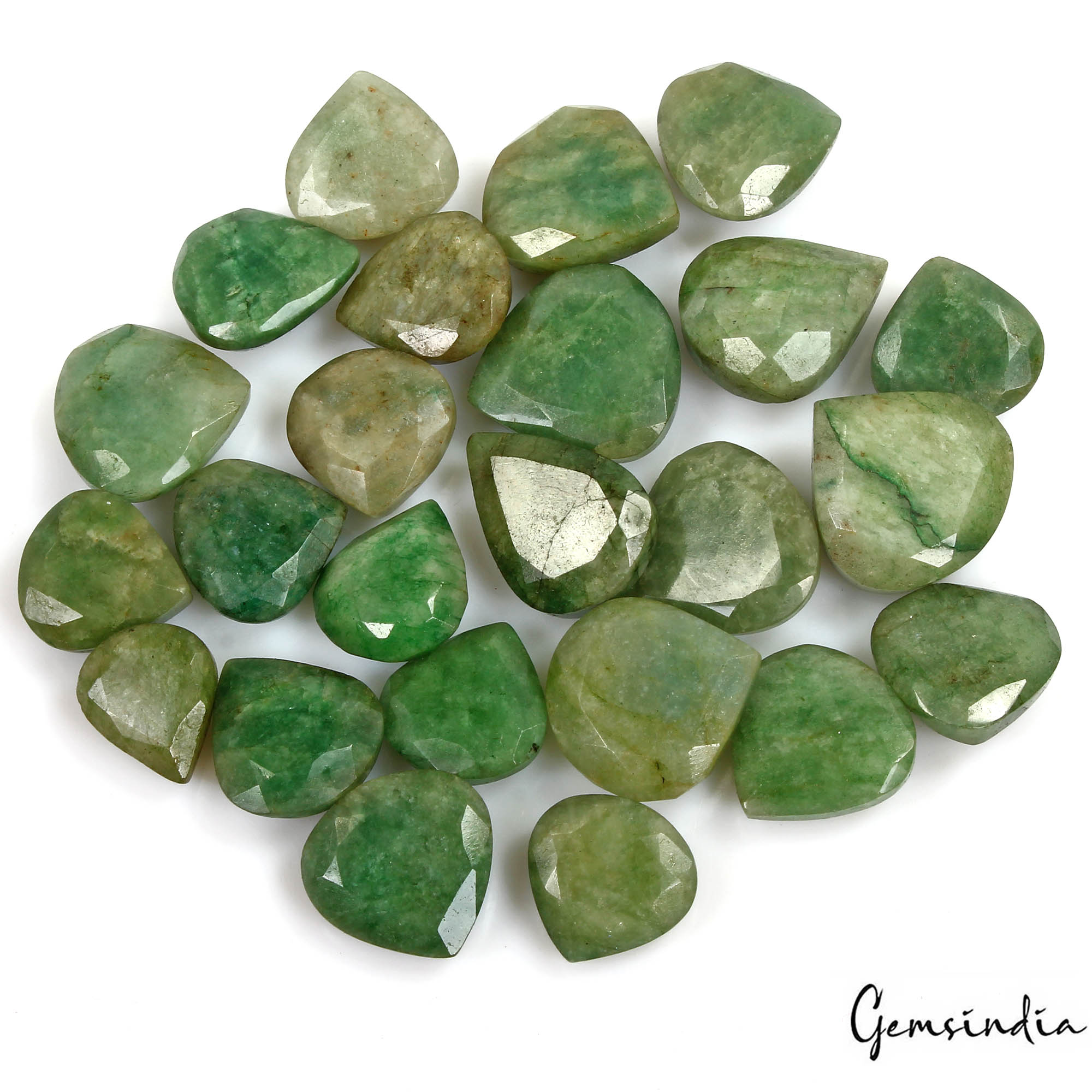340 Cts/24 Pcs Natural Brazilian Green Emerald Pear Faceted Cut Gems For Jewelry