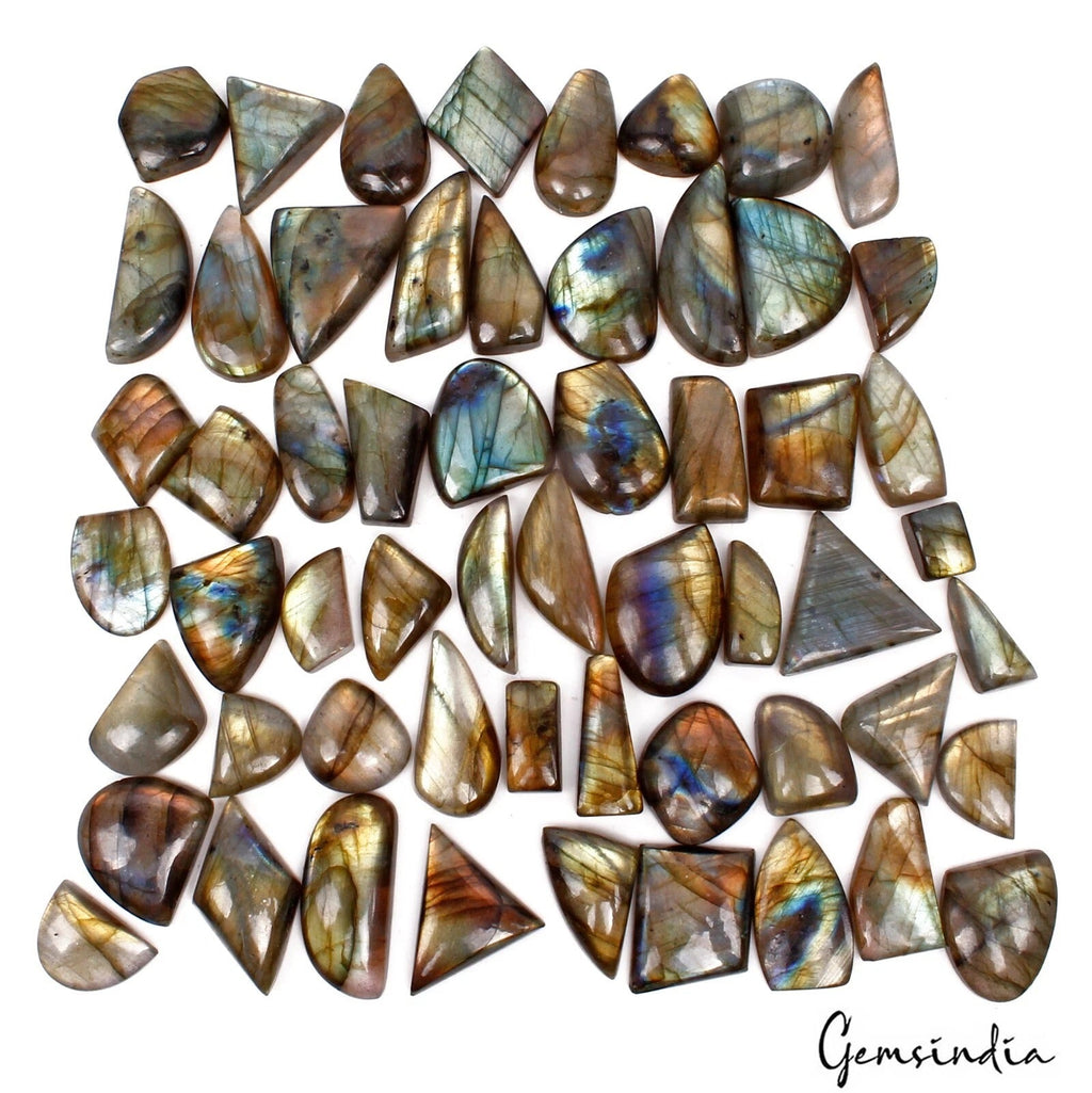 870 Ct/57 Pcs Natural Untreated Multi Shine Labradorite Mixed Cab Wholesale Gems