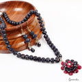 534 Cts Natural Sapphire Ruby Gemstone Floral Design Pendant Necklace w/Earrings