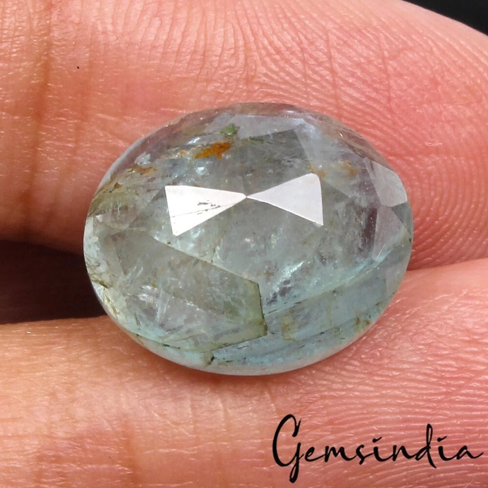 7.80Ct Natural Untreated Brazilian Blue Aquamarine Oval Checker Cut Gem For Ring