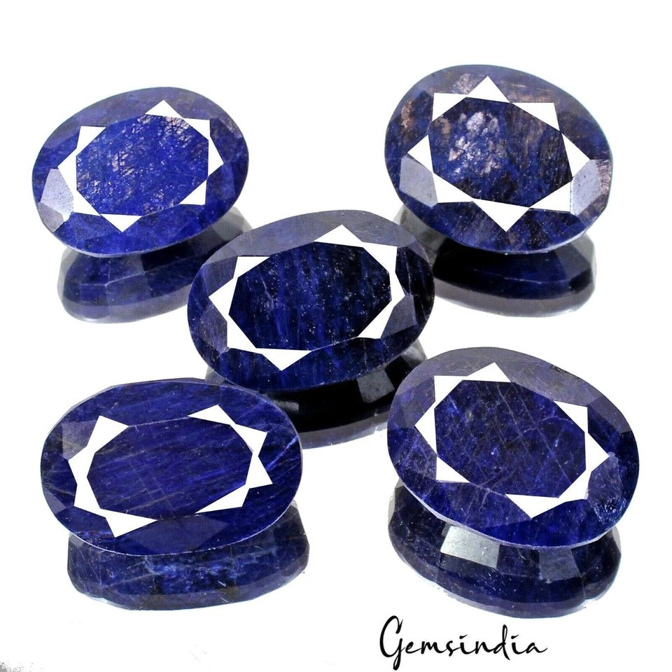 820 Ct/5 Pcs Natural Blue Sapphire Oval Cut Loose Wholesale Gems Lot For Pendant