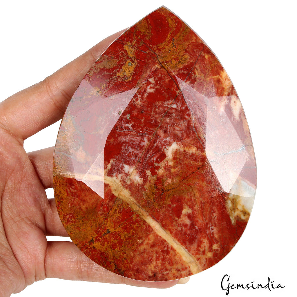 2500 Ct Natural Red Jasper Pear Faceted Earth Mined Untreated Huge Size Gemstone
