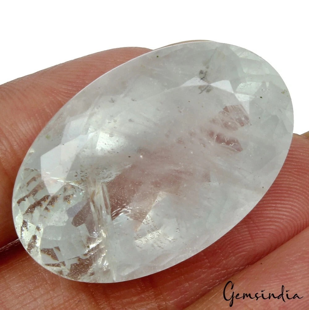 Aquamarine Loose Gemstone, Oval Faceted Cut, Untreated — 29x19x13 mm, 42.60 Ct, Brazil