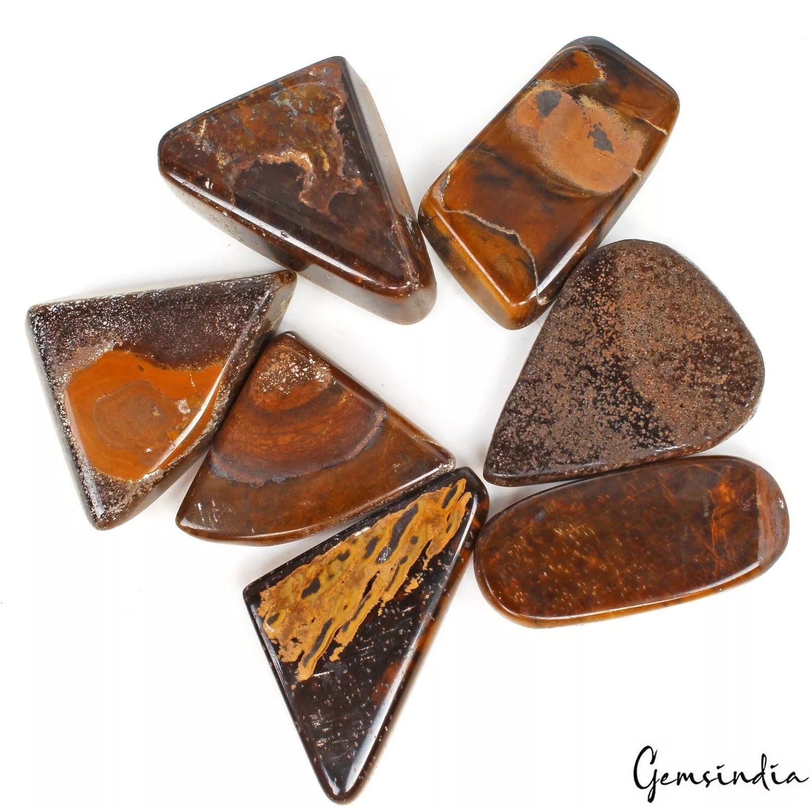 1130 Ct Natural Untreated Brown Iron Tiger Eye Mix Cabochon 36-57mm Gemstones~7P